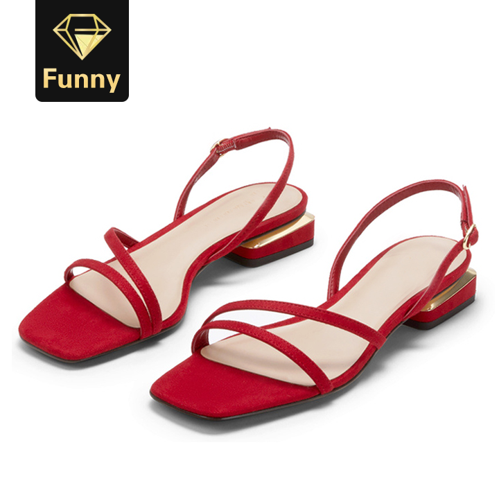 2021 High quality Summer fashion strap women sandals sexy open toe square heel shallow mouth sandals