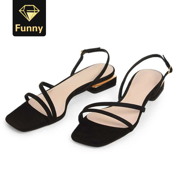 2021 High quality Summer fashion strap women sandals sexy open toe square heel shallow mouth sandals