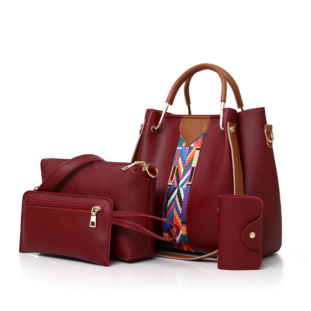 2021 High quality Women Handbag 4 Piece Set Ladies Fashion Messenger Bags Casual Women Handbag Tote With Wallet