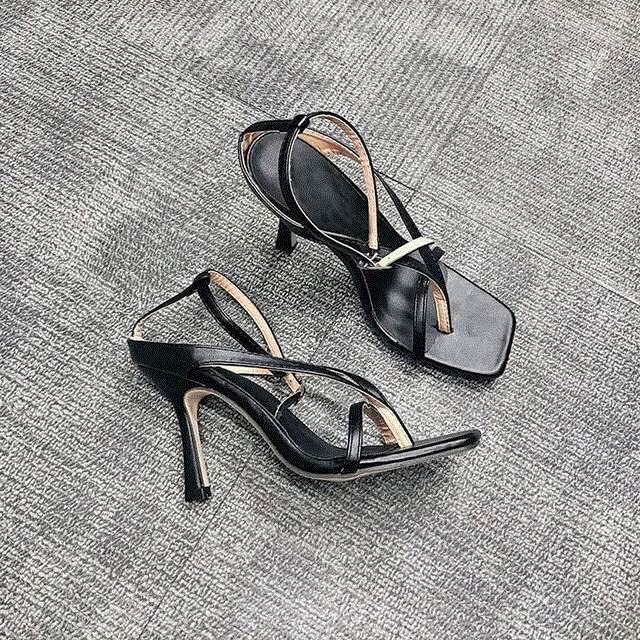2021 High quality women sandals summer sexy square head fine heel women  ankle strap buckle female high sandals