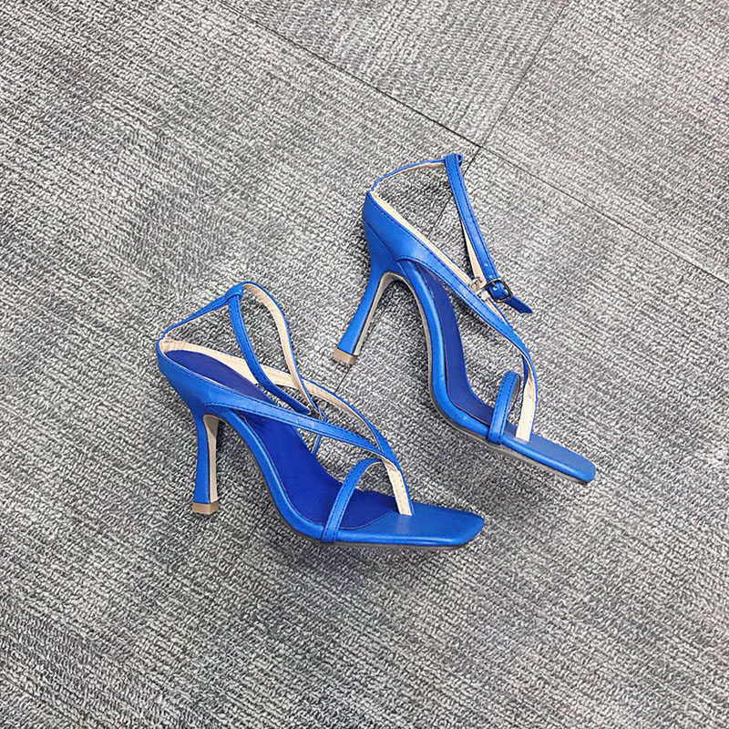 2021 High quality women sandals summer sexy square head fine heel women  ankle strap buckle female high sandals