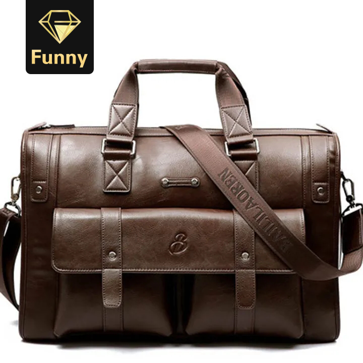 2021 High quality Men Leather Briefcase Business Vintage Shoulder Bag Large Laptop Travel Bags