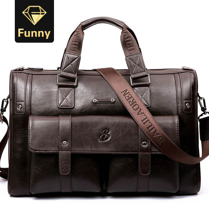 2021 High quality Men Leather Briefcase Business Vintage Shoulder Bag Large Laptop Travel Bags