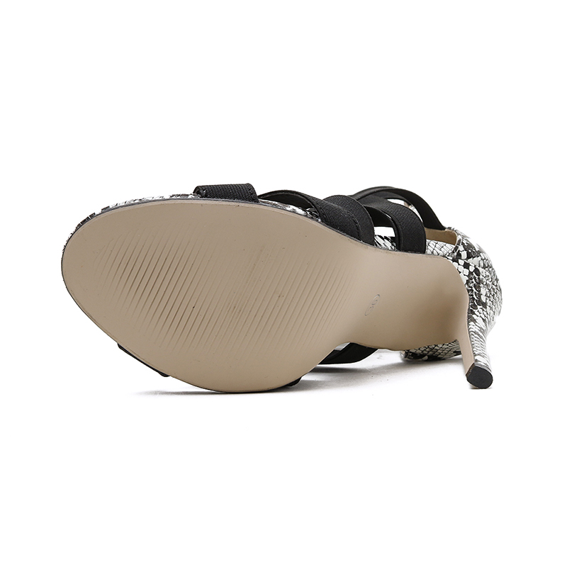 2021 High quality Women sandals pumps fashion bandage patchwork snake print high heels sandals