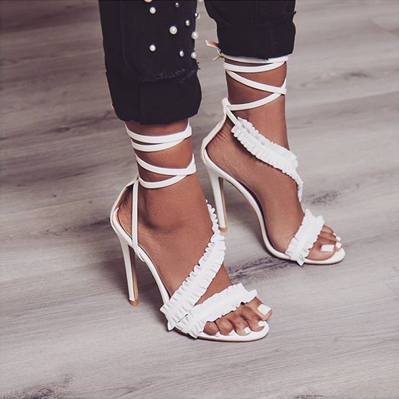 2021 High quality Women Sandals Lace Up High Heels Women Pumps Open Toe Women Sandals