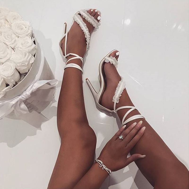 2021 High quality Women Sandals Lace Up High Heels Women Pumps Open Toe Women Sandals