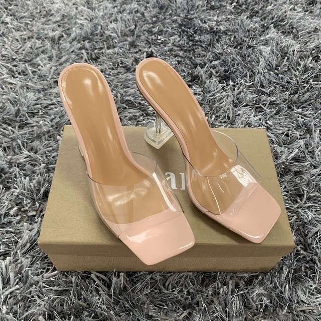 2021 High quality Fashion PVC Women Sandals Summer Open Toed High Heels Women Transparent Heel Sandals
