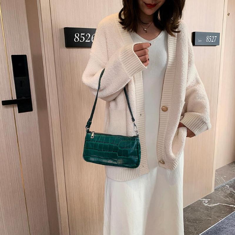 2021 High quality Retro Handbag Women Handbags Office Ladies Elegant Solid Color Shoulder Bag