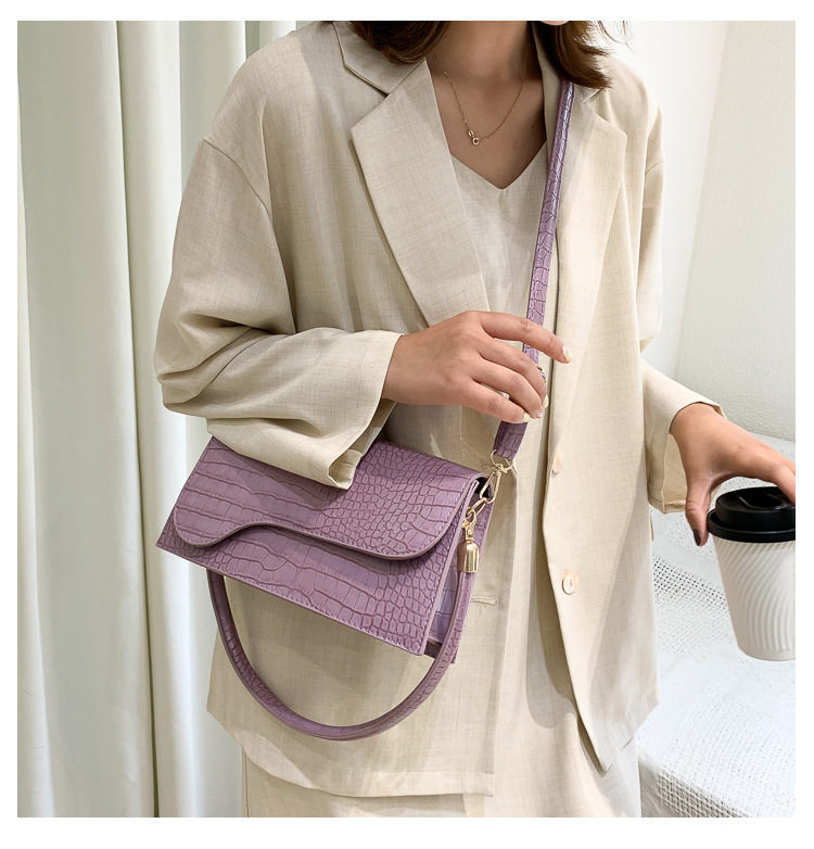 2021 High quality Elegant Baguette Bags Women Handbags Alligator Pattern Armpit Bags Crossbody