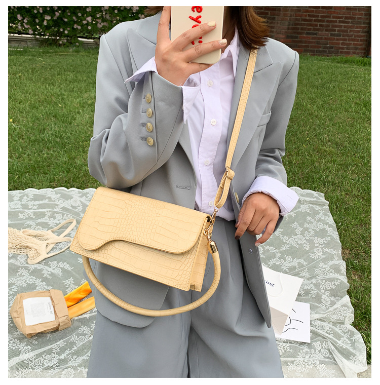 2021 High quality Elegant Baguette Bags Women Handbags Alligator Pattern Armpit Bags Crossbody