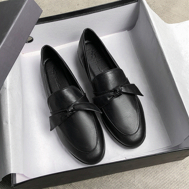 2021 High quality Butterfly Knot oxfords ladies shoes soft leather loafers flats shoes