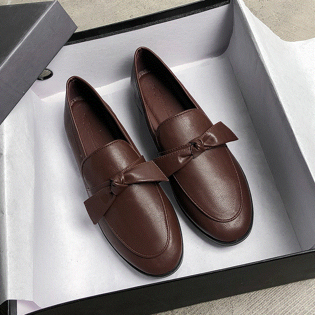 2021 High quality Butterfly Knot oxfords ladies shoes soft leather loafers flats shoes