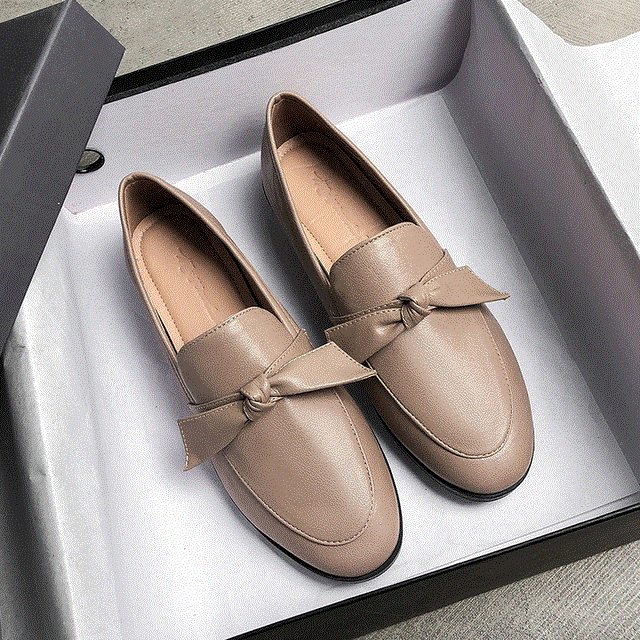 2021 High quality Butterfly Knot oxfords ladies shoes soft leather loafers flats shoes