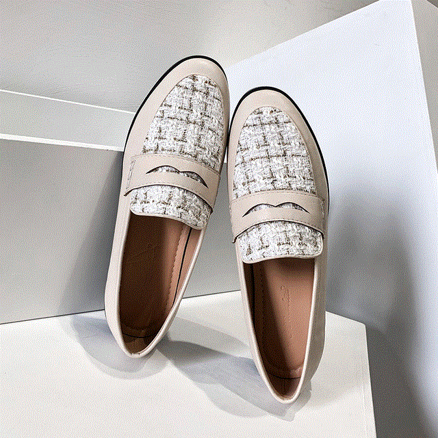 2021 High quality Lattices fabric oxfords shoes mixed colors loafers women flats shoes big size 34-44