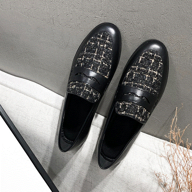 2021 High quality Lattices fabric oxfords shoes mixed colors loafers women flats shoes big size 34-44