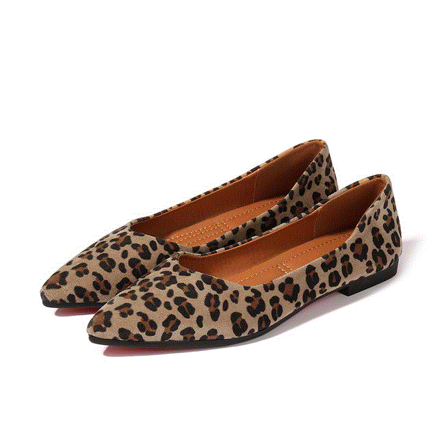 2021 High quality Woman Leopard pattern flats soft bottom flock shoes women ballerina ladies shoes