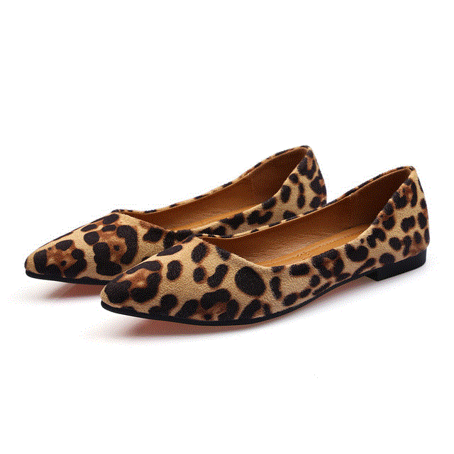 2021 High quality Woman Leopard pattern flats soft bottom flock shoes women ballerina ladies shoes
