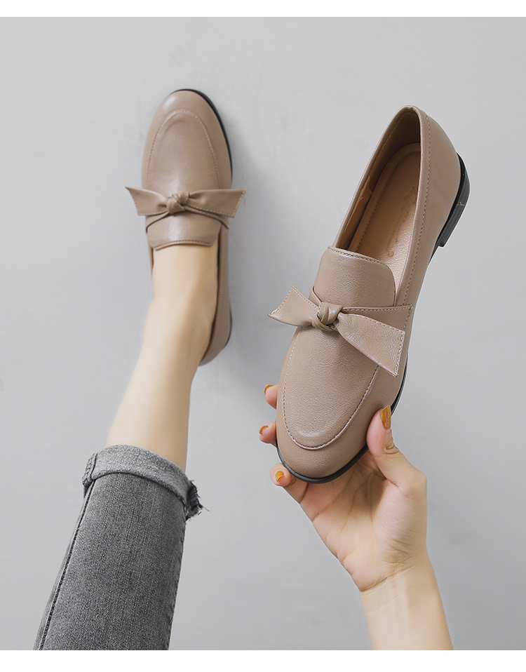 2021 High quality Butterfly Knot oxfords ladies shoes soft leather loafers flats shoes