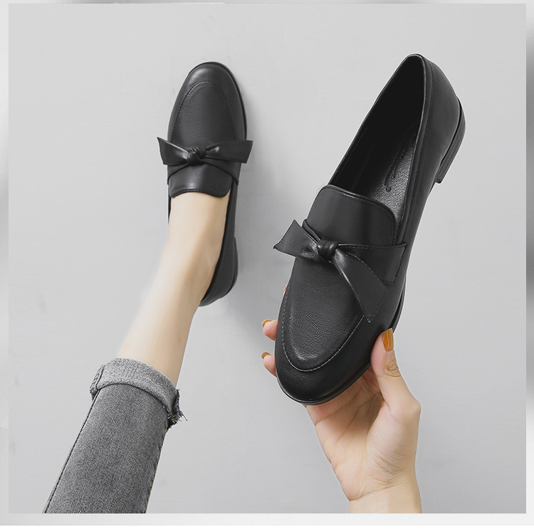 2021 High quality Butterfly Knot oxfords ladies shoes soft leather loafers flats shoes