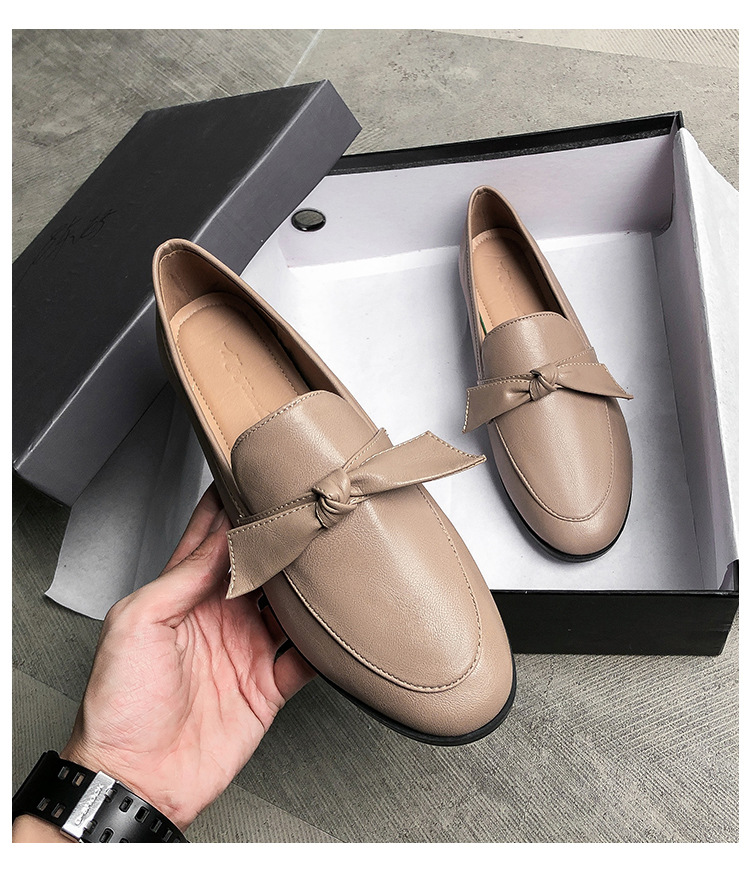 2021 High quality Butterfly Knot oxfords ladies shoes soft leather loafers flats shoes