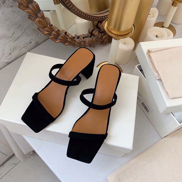 2021 High quality Women Sandals Sexy Open Toe Square Head Lady Roman Shoes Simple Thick Heel Beach Party Sandals