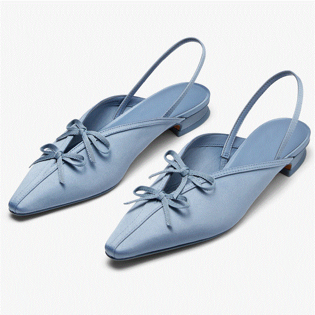 2021 High quality Fashion Butterfly-knot Women Sandals Pointed Back Strap Low-heeled Asakuchi Women Casual Sandals