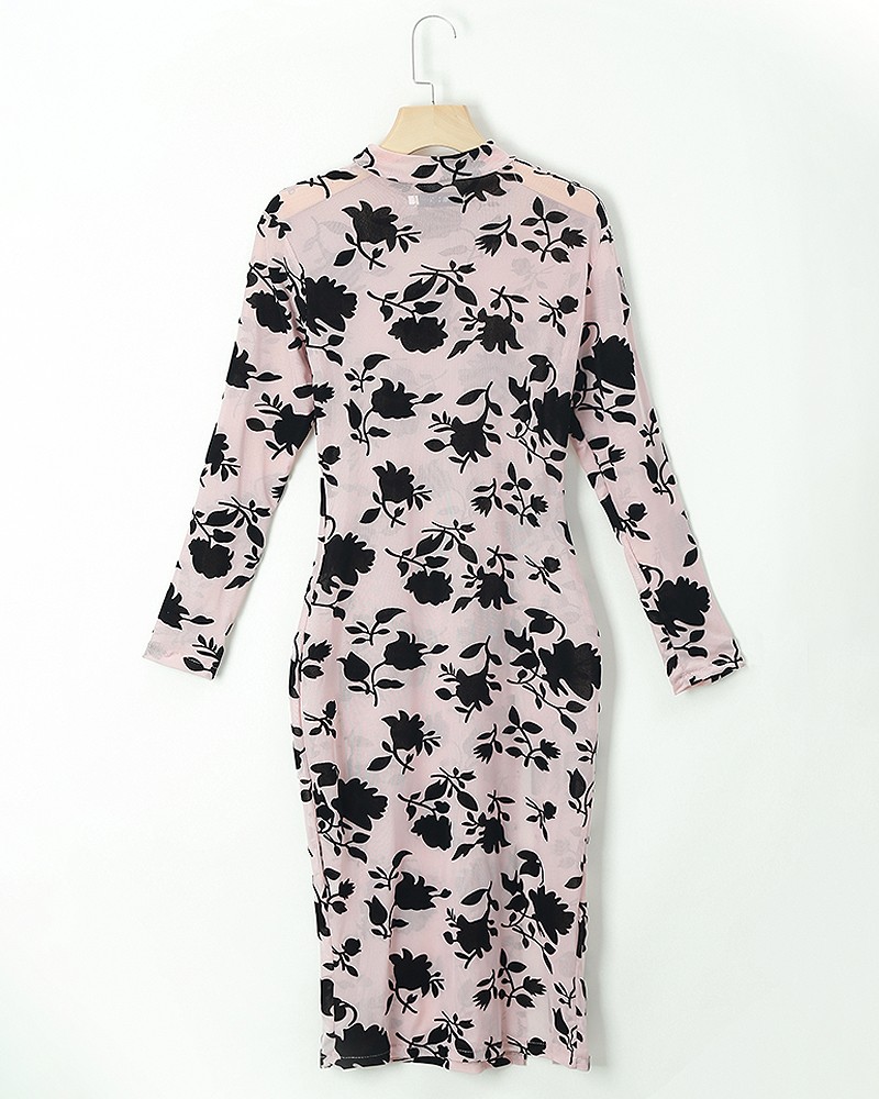 2021 High quality Stylish Applique Side Split Longline Long Sleeve Tops