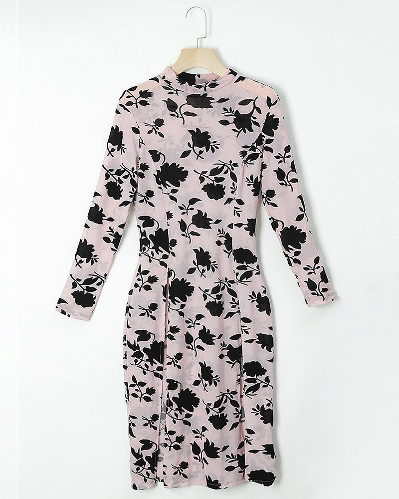 2021 High quality Stylish Applique Side Split Longline Long Sleeve Tops