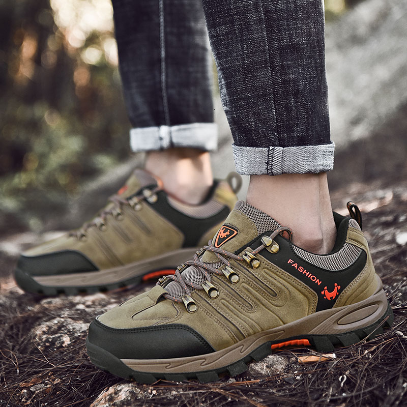 2021 High quality Non Slip Waterproof Mens Hiking Shoes Nubuck Trekking Sneakers Outdoor Mountain Climbing Sneakers