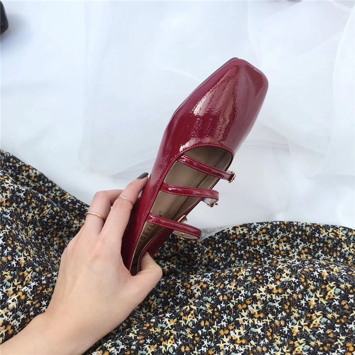 2021 High quality women flats buckle strap square toe ballet flats narrow band single flats