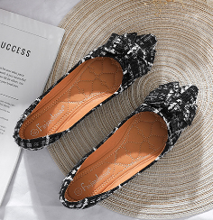 2021 High quality Women Bowknot Shoes Pointed Toe Cloth Fabric Ballerina Plaid Shoes Ladies Comfortable Flat