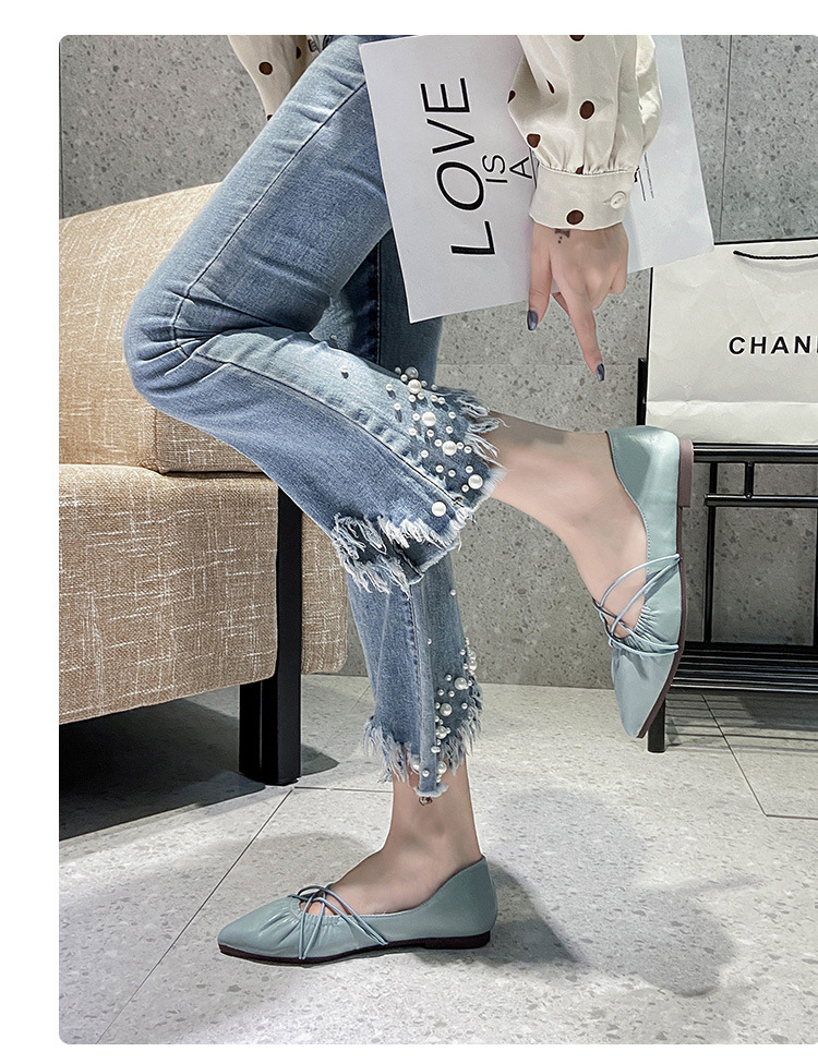 2021 High quality woman flats women loafers cross narrow band espadrilles soft bottom moccasins flats