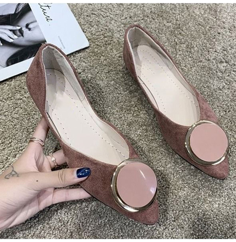 2021 High quality Women Elegant Flats Ladies Comfortable Loafers Women Metal Decoration Casual Flats shoes