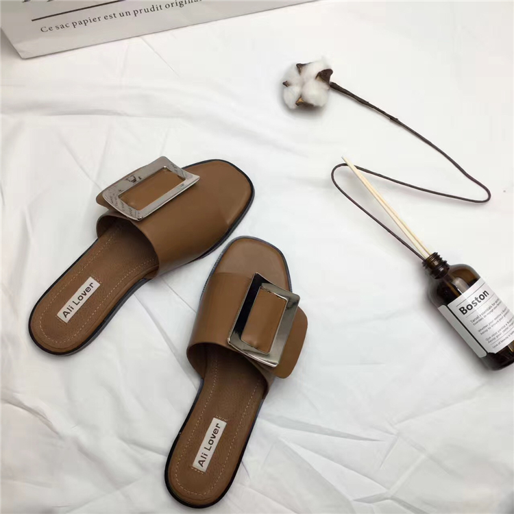 2021 High quality women flip flops buckle slippers women belt buckle slippers sandals