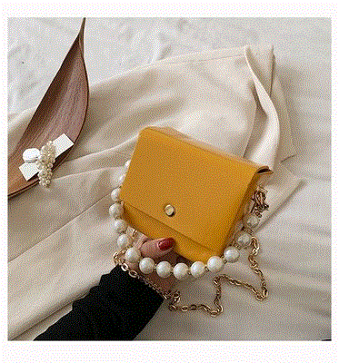 2021 High quality Mini solid color soft PU Leather pearl Chain Crossbody Bags Women  High quality  women handbags