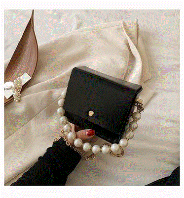 2021 High quality Mini solid color soft PU Leather pearl Chain Crossbody Bags Women  High quality  women handbags