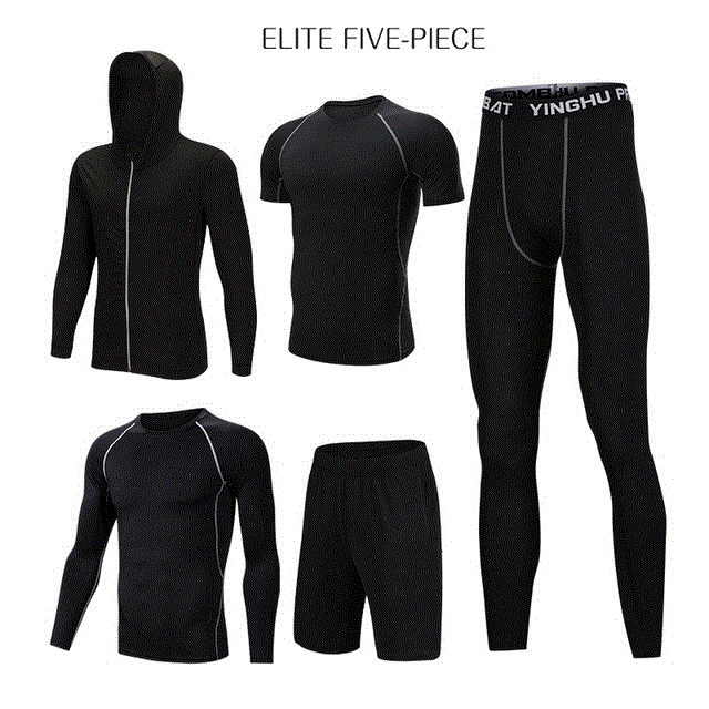 2021 High quality 5 Pcs/Set Men Tracksuit Sports Suit Gym Fitness Compression Clothes Running Jogging Sport Wear