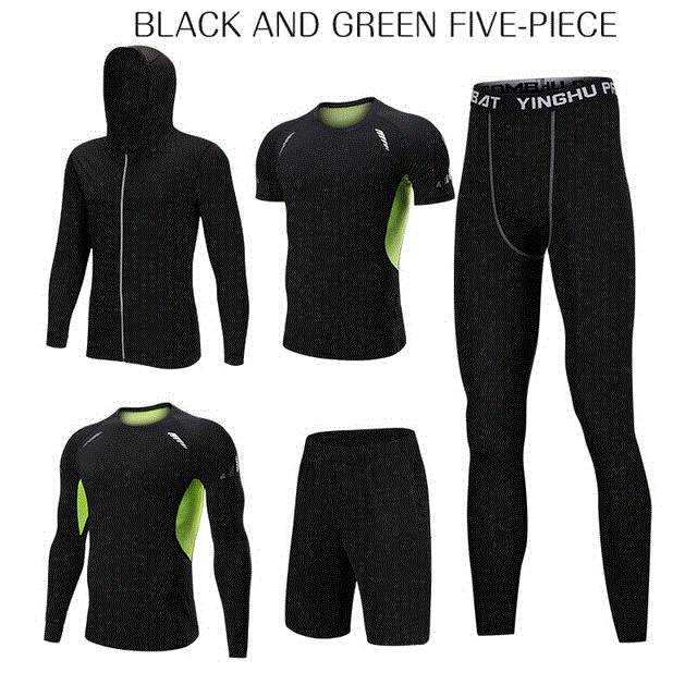 2021 High quality 5 Pcs/Set Men Tracksuit Sports Suit Gym Fitness Compression Clothes Running Jogging Sport Wear