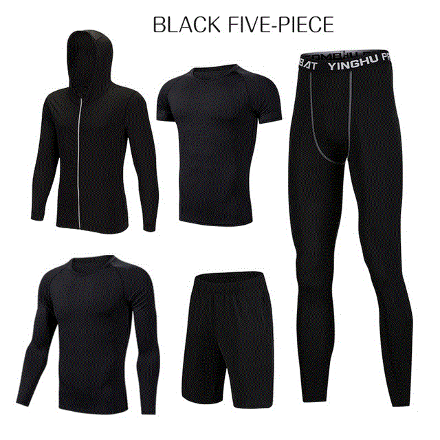 2021 High quality 5 Pcs/Set Men Tracksuit Sports Suit Gym Fitness Compression Clothes Running Jogging Sport Wear