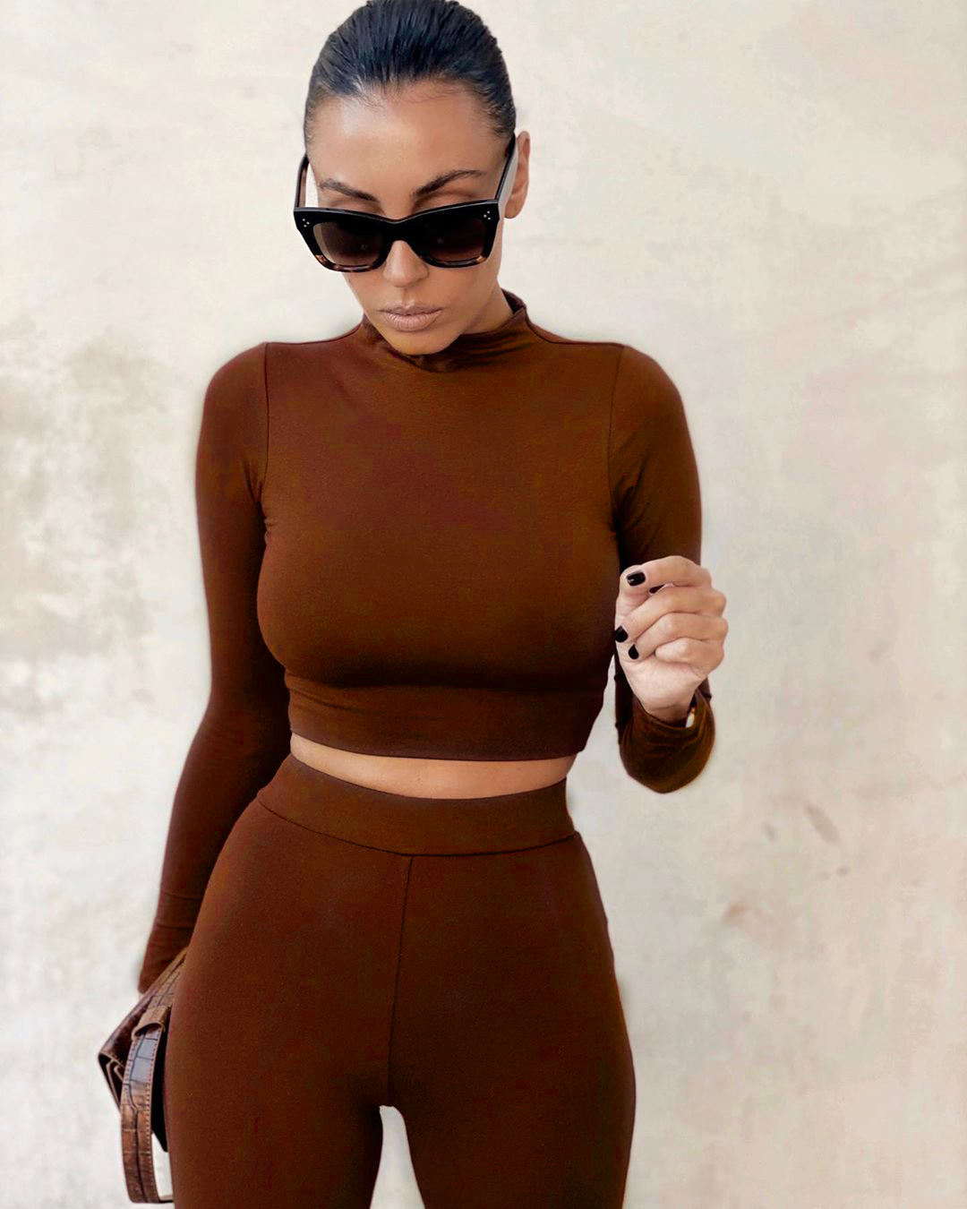 2021 High quality Women Gymwear Matching Sets Fall Long Sleeve Tops Tees and Leggings 2 Two Piece Gymwear
