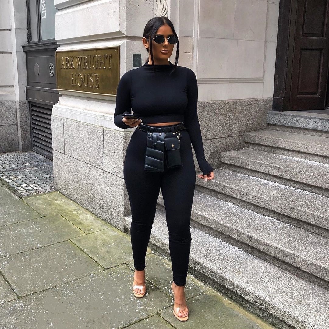 2021 High quality Women Gymwear Matching Sets Fall Long Sleeve Tops Tees and Leggings 2 Two Piece Gymwear