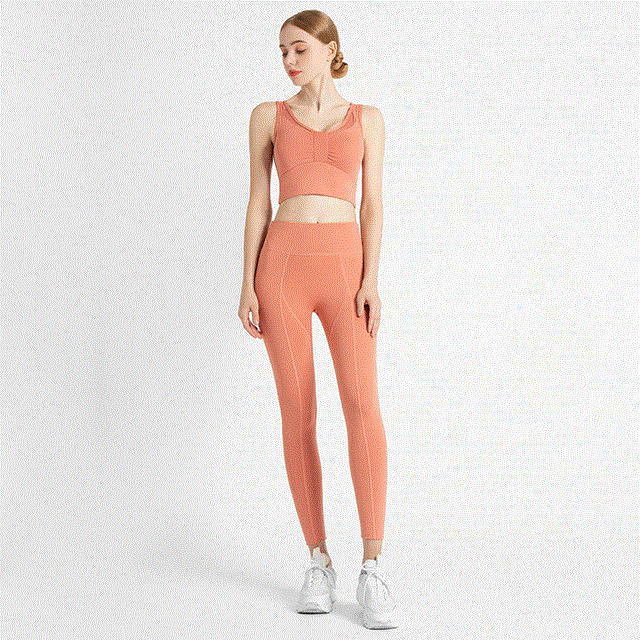 2021 High quality Women Yoga Sets Running Fitness Sportwear Shockproof Bra Tops Elastic High Waist Leggings Gymwear