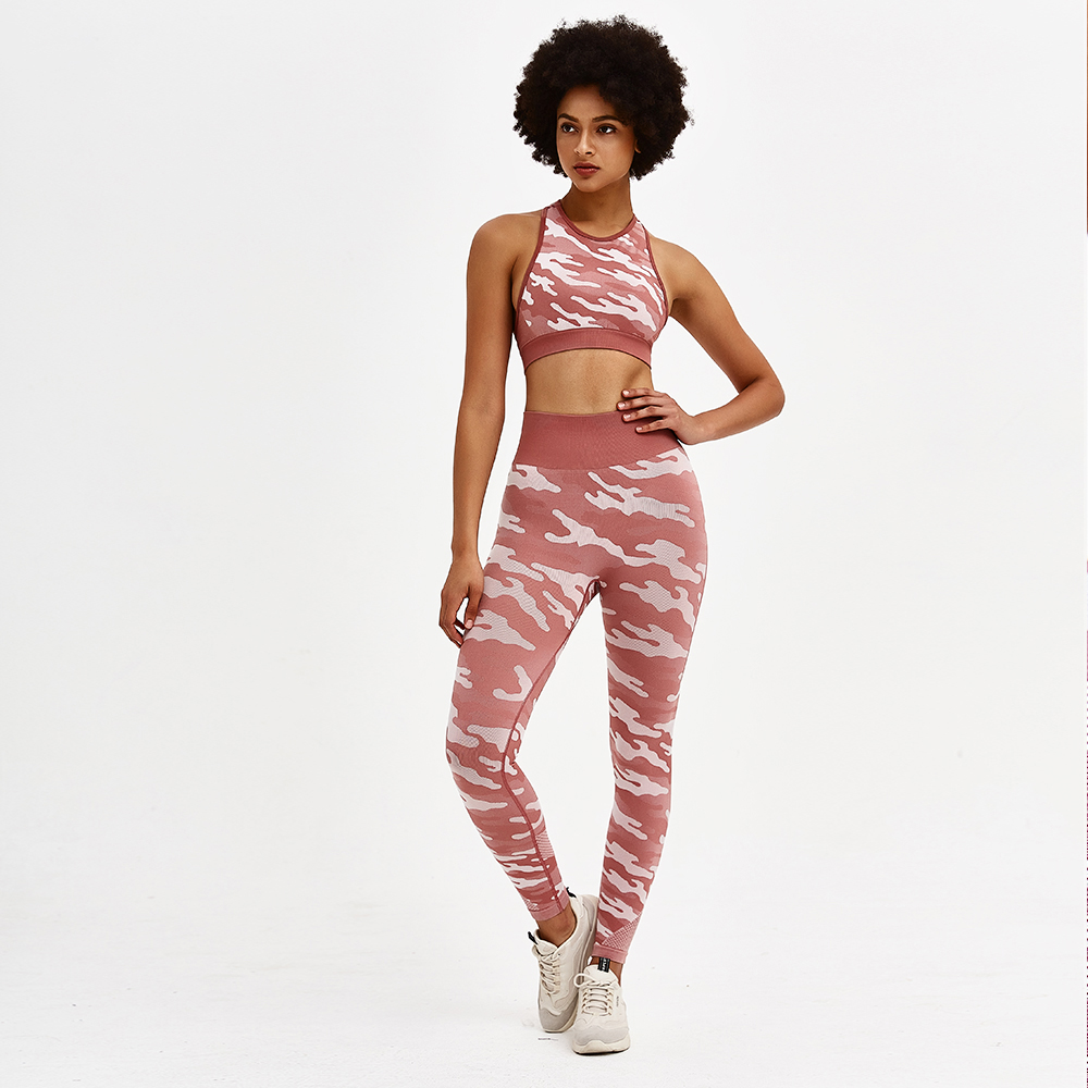 2021 High quality Camouflage Women Quick Dry Gymwear Running Fitness Sportswear Top Gym Bra and Leggings