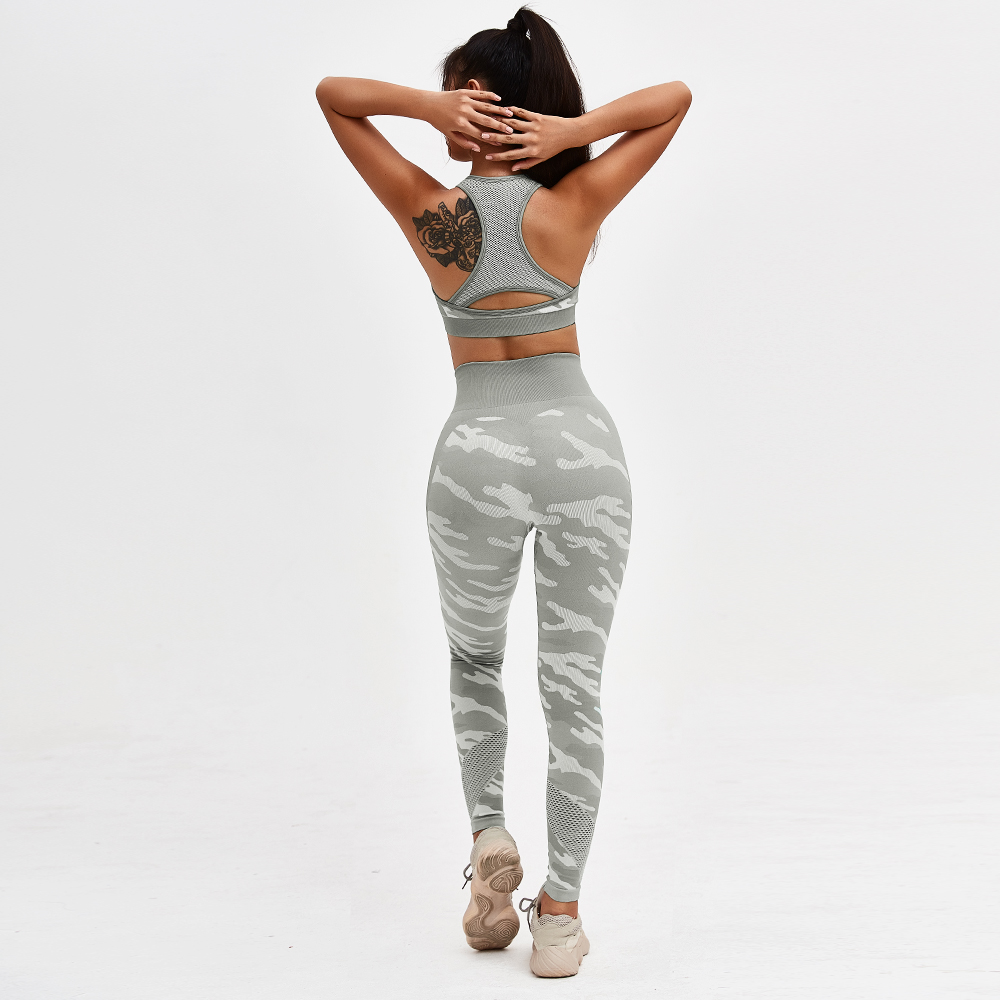 2021 High quality Camouflage Women Quick Dry Gymwear Running Fitness Sportswear Top Gym Bra and Leggings
