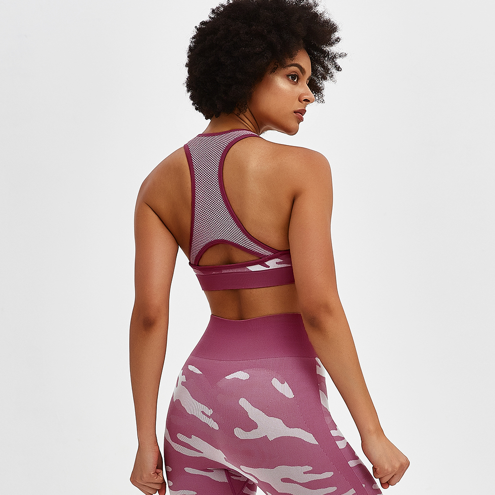 2021 High quality Camouflage Women Quick Dry Gymwear Running Fitness Sportswear Top Gym Bra and Leggings