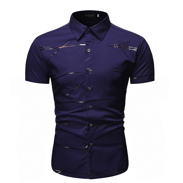 2021 High quality Men Shirt Hipster Bronzing Print Shirt Men Work Business Casual Shirts