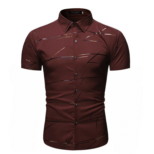2021 High quality Men Shirt Hipster Bronzing Print Shirt Men Work Business Casual Shirts