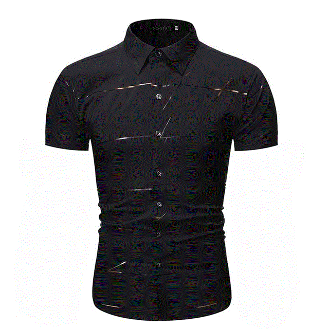 2021 High quality Men Shirt Hipster Bronzing Print Shirt Men Work Business Casual Shirts