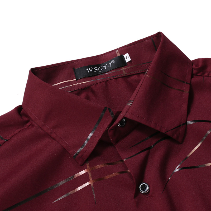 2021 High quality Men Shirt Hipster Bronzing Print Shirt Men Work Business Casual Shirts