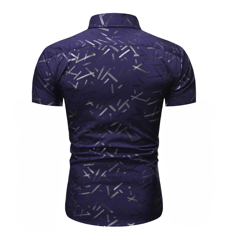 2021 High quality Mens Bronzing Geometric Shirts Slim Fit Short Sleeve Shirt Men Casual Shirts